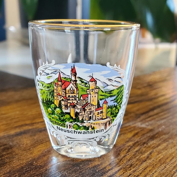Neuschwanstein Castle Vintage Shot Glass with Gold Rim - Picture 6 of 7